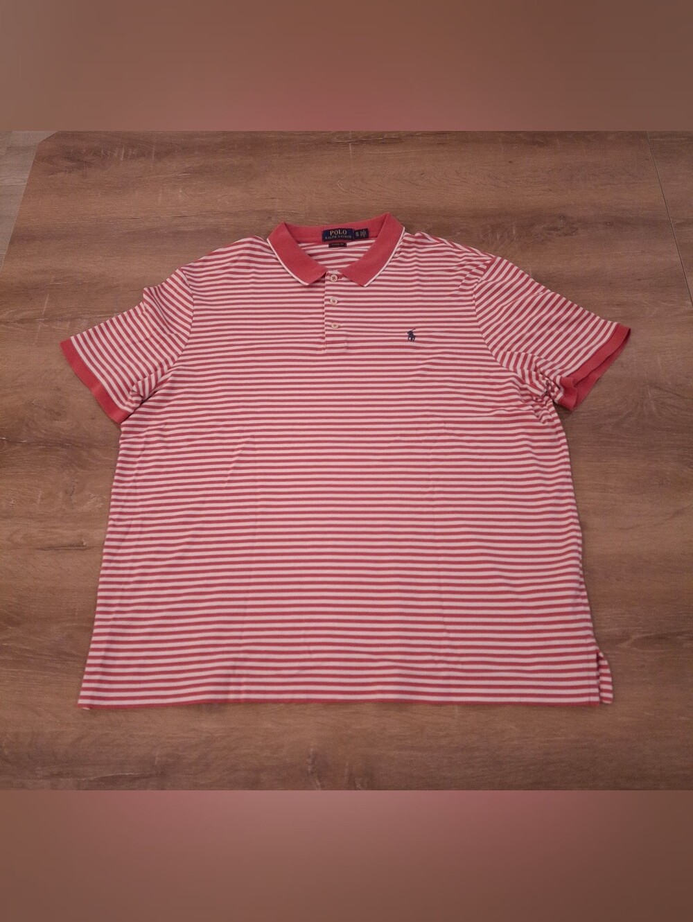 Polo Ralph Lauren Classic Fit Striped Polo Shirt Men's XL Coral Pink